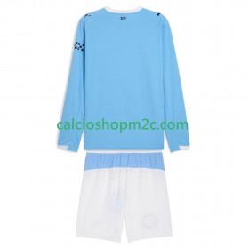 Manchester City Bambino Maglia Prima 2025/2026 Manica Lunga